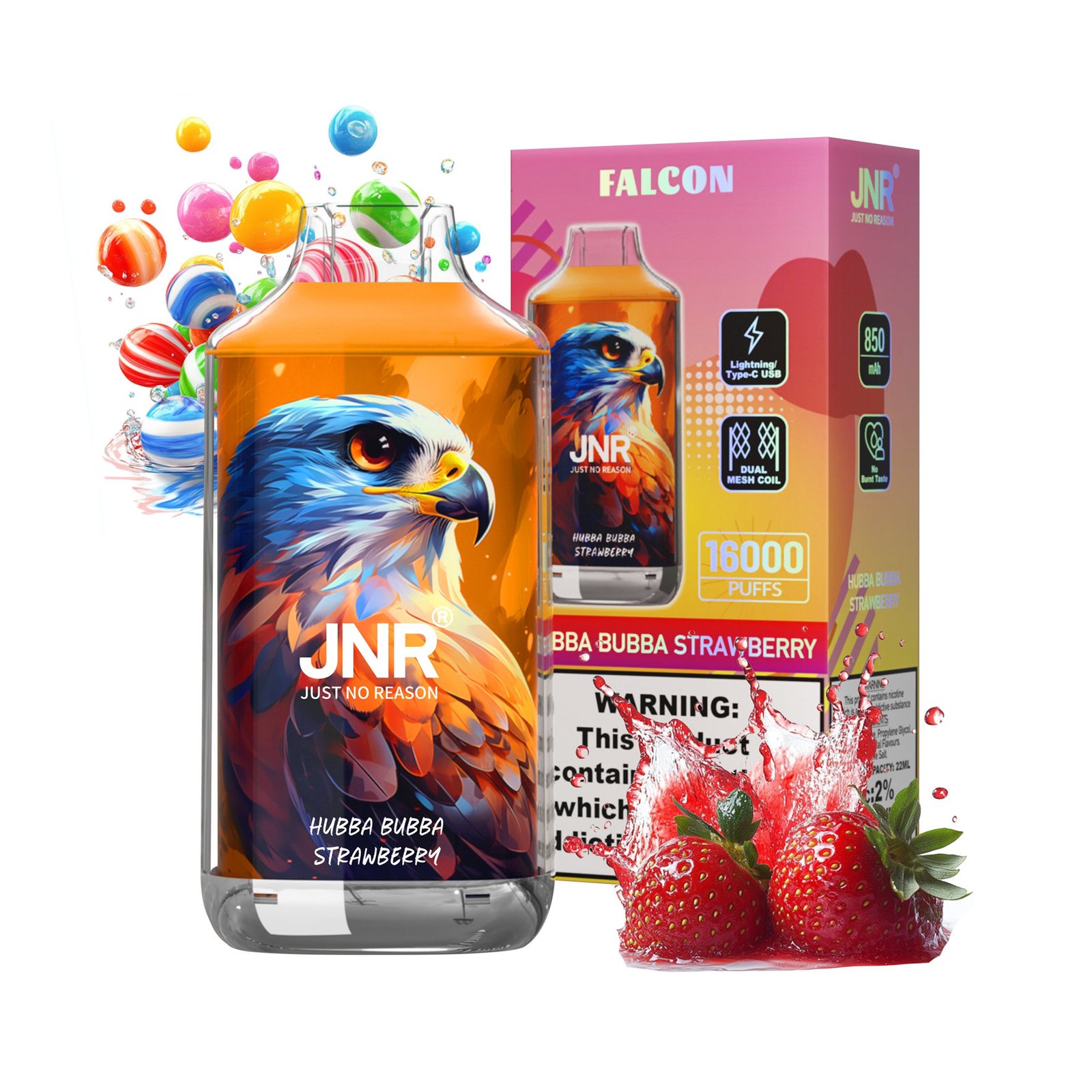 Hubba Bubba Strawberry puff jnr falcon 16k 16000 puffs