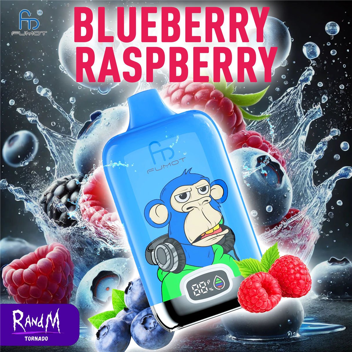 Blueberry Raspberry TORNADO RandM Vape 12000 DIGITAL BOX